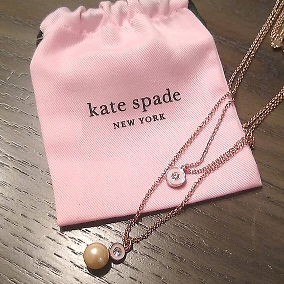 NEW Kate Spade Double Layered Pendant Necklace in Rose Gold - Picture 3 of 5